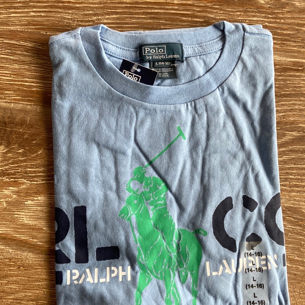 Polo Ralph Lauren Boys Short Sleeves TShirt light blue  Size L 14-16 NWT